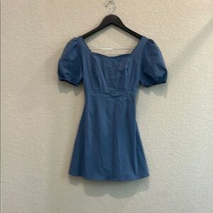 Altar'd State Blue Square Neck Puff Sleeve Mini Dress Size XS